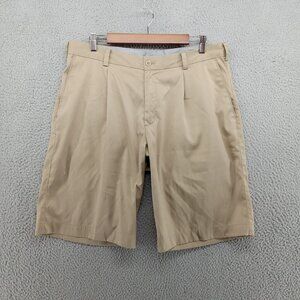 Nike Golf Tour Performance Shorts Mens Size 34‎ Beige Khaki Single Pleat No Slip